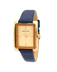 Women's Leather Rose Gold-tone Dial Watch