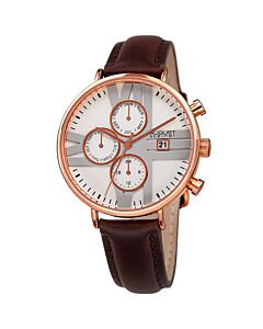 Women's Brown Genuine Leather Silver-Tone Dial