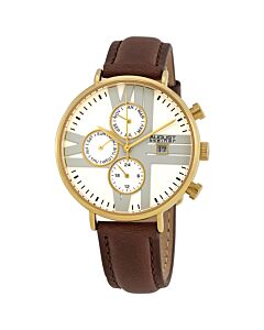 Women's Brown Leather Silver Dial