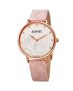 Women's Leather Silver (Flower print) Dial Watch