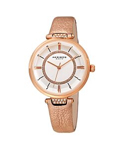 Women's Leather White Dial Watch
