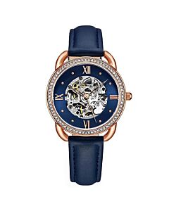 Women's Legacy Leather Blue (Skeleton Center) Dial Watch