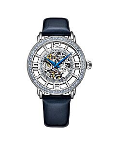Women's Legacy Leather Silver (Skeleton Center) Dial Watch