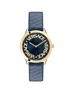 Women's Logo Halo Leather Blue Dial Watch