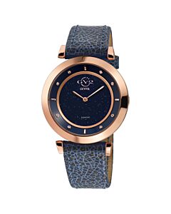 Women's Lombardy Genuine Leather Blue Dial Watch