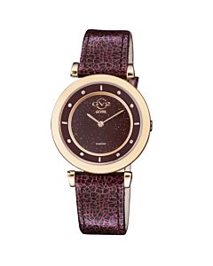 Women's Lombardy Genuine Leather Red Dial Watch