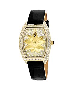 Women's Lotus Leather Gold-tone Dial Watch