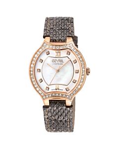 Women's Lugano Genuine Leather Mother of Pearl Dial Watch