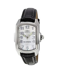 Women's Lupah Black Genuine Leather White Mother of Pearl Dial