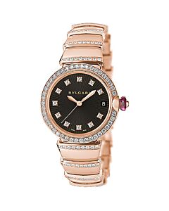 Women's LVCEA 18kt Pink Gold set with Diamonds Black Opaline with a guilloché soleil treatment Dial Watch