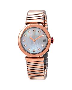 Women's LVCEA Tubogas Stainless Steel and 18 kt Rose Gold Mother of Pearl Dial Watch