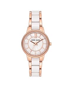 Women's Metal with White Ceramic Links Mother of Pearl (Swarovski Crystal-set) Dial Watch