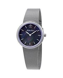 Women's Milly Stainless Steel Mesh Black Mother of Pearl Dial