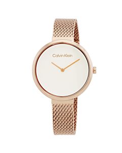Women's Minimalistic T Bar Stainless Steel Mesh Pale rose gold Dial Watch