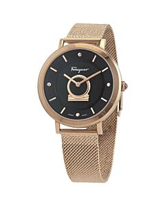 Women's Minuetto Stainless Steel Mesh Black Dial Watch