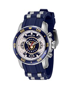 Women's MLB Chronograph Silicone and Stainless Steel White and Blue Dial Watch