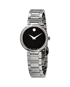 Women's Modern Classic Stainless Steel Black Dial Watch