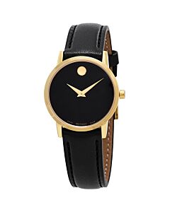 Women's Museum Classic Smooth Calfskin Leather Black Dial