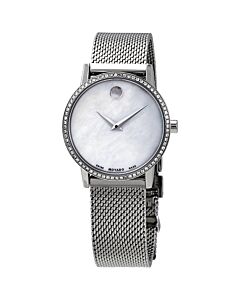 Women's Museum Classic Stainless Steel Mesh Mother of Pearl Dial
