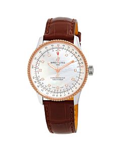 Women's Navitimer Alligator/Crocodile Leather Mother of Pearl Dial Watch