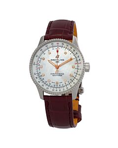 Women's Navitimer Leather Mother of Pearl Dial Watch