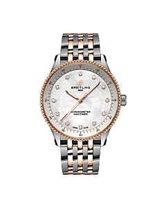 Women's Navitimer Stainless Steel & 18kt Rose Gold Mother of Pearl Dial Watch