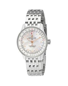 Women's Navitimer Stainless Steel White Mother of Pearl Dial Watch