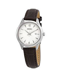 Women's Noble Leather Silver Dial Watch