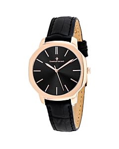 Women's Octave Slim Leather Black Dial Watch