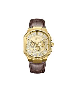 Women's Orion Crocodile Embossed Genuine Calf Leather Gold Brushed Dial