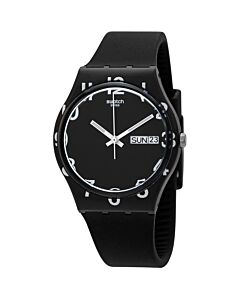 Women's Over Black Silicone Black Dial Watch