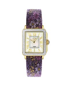 Women's Padova Floral Genuine Leather Mother of Pearl Dial Watch