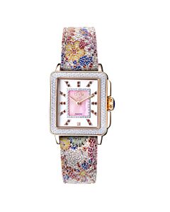 Women's Padova Gemstone Floral Leather White (Mother of Pearl Center) Dial Watch