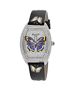 Women's Papillon Leather Silver-tone Dial Watch