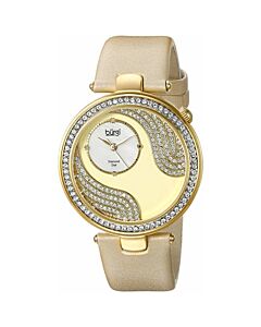 Women's Pave Design Satin Champagne, Mother of Pearl, Crystal Pave Dial Watch