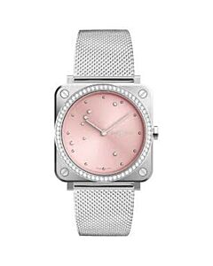 Women's Pink Diamond Eagle Stainless Steel Milanese Mesh Pink Dial Watch