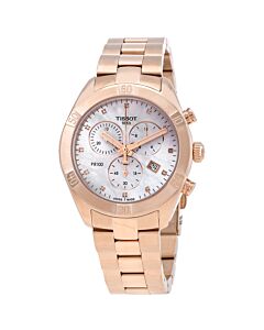 Women's PR 100 Chronograph Stainless Steel White Mother of Pearl Dial Watch