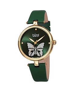 Women's Pretty Butterfly (Smooth) Leather Green (Glitter Butterfly) Dial Watch