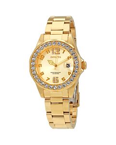 Women's Pro Diver 18K Gold Plated SS Gold-Tone Dial Crystal Bezel