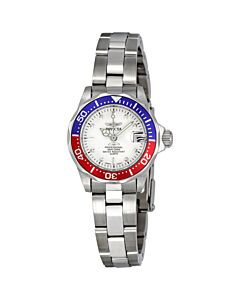 Women's Pro Diver SS White Dial Blue and Red Bezel SS
