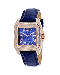 Women's Radieuse Leather Blue (Crystal-set) Dial Watch
