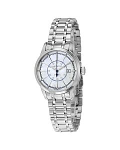 Women's Railroad Stainless Steel White Mother of Pearl Dial