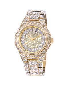 Women's Raquel Stainless Steel Pave Gold Pave Dial Watch