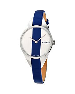 Women's Rebel Leather Silver and Blue Dial Watch