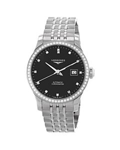 Women's Record Stainless Steel Black Dial Watch