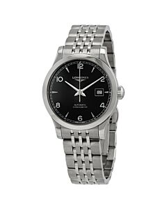 Women's Record Stainless Steel Black Dial Watch