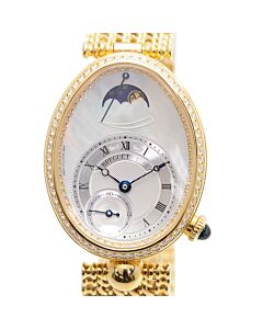 Women's Reine de Naples Power Reserve 18kt Yellow Gold White Mother of Pearl Dial Watch