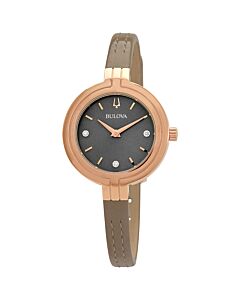 Women's Rhapsody Patent Leather Taupe Sunray Dial Watch