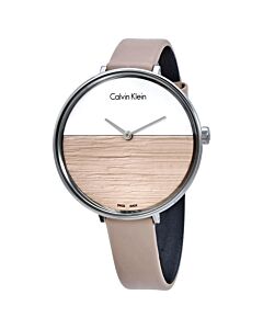 Women's Rise Leather Silver and Beige Dial Watch