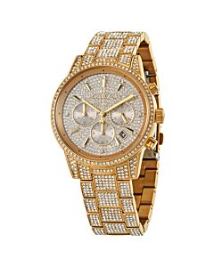 Women's Ritz Chronograph Stainless Steel with Crystal Pave Links Crystal Pave Dial Watch